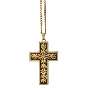 Σταυρός χειροποίητος Damasco επιπλατινωμένος 