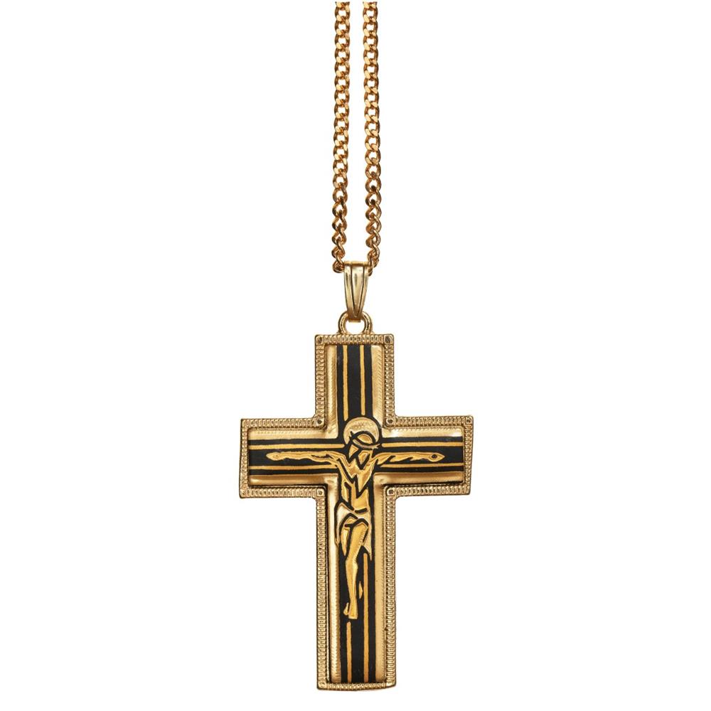 Σταυρός χειροποίητος Damasco επιπλατινωμένος 